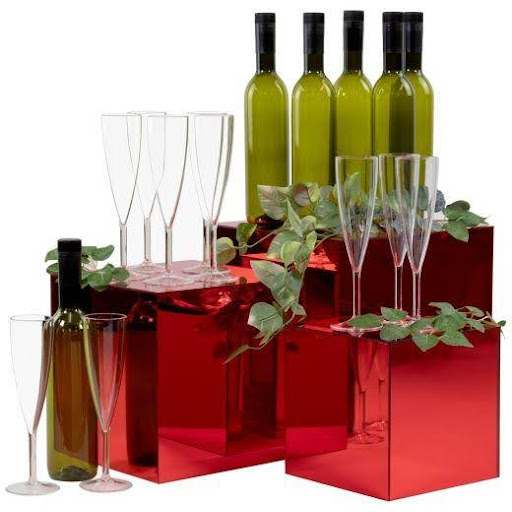 Red Acrylic Pedestals for Holiday Decor
