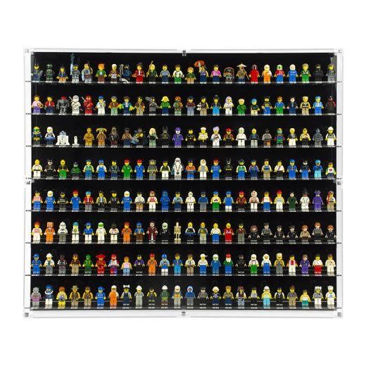 Custom LEGO minifigure display with 8 tiers