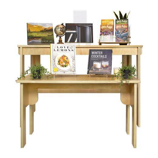 wooden nesting display tables used to display products