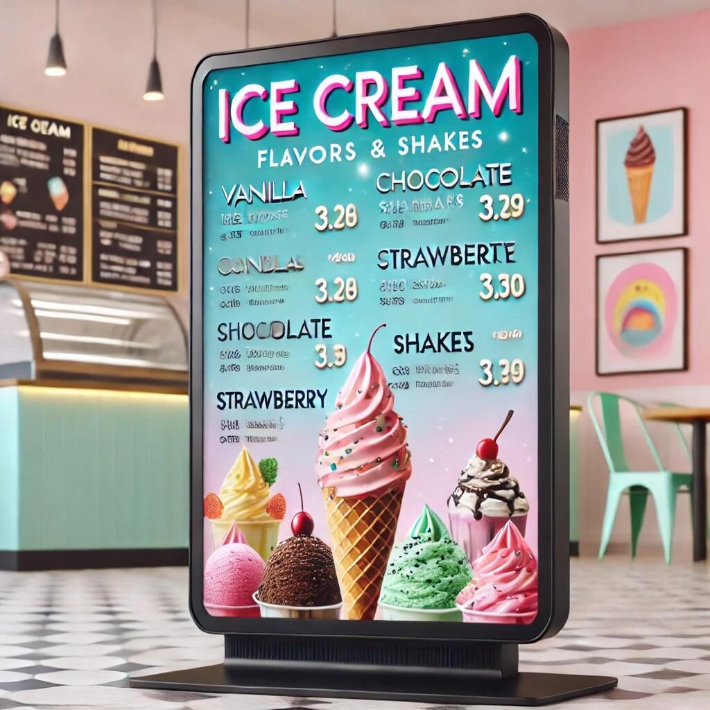 ice cream menu board 