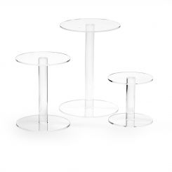 Clear Acrylic Round Risers - Set of 3