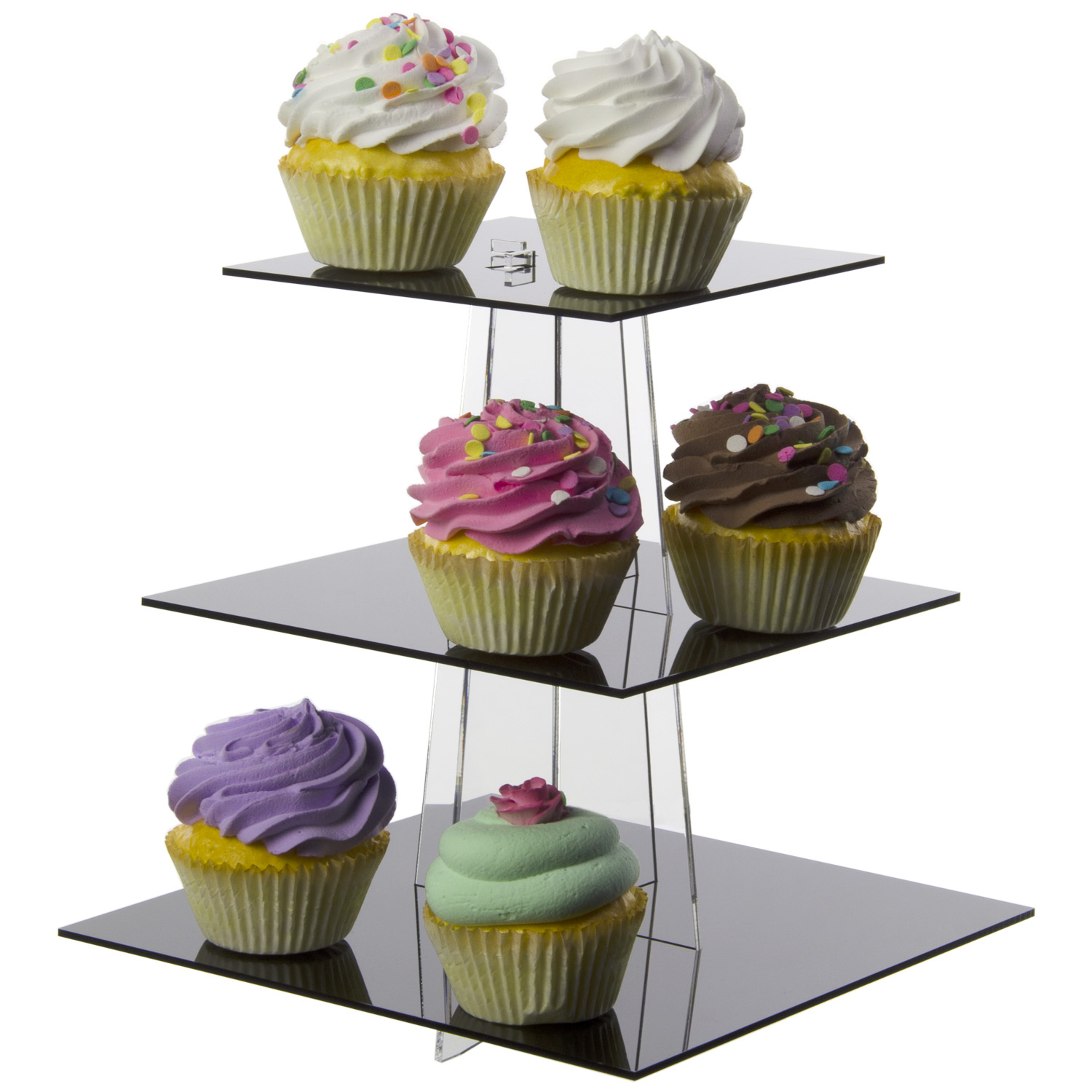 Black 3 Tier Square Cupcake Display - Buy Acrylic Displays | Shop ...