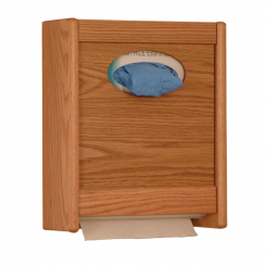 Medium Oak Wall Mounted Glove and Paper Towel Dispenser