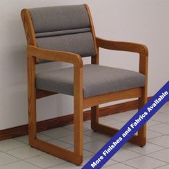 Medium Oak Single Sled Base Chair with Arms