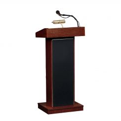 Mahogany Wood Lectern with Sound System and Wireless Microphone