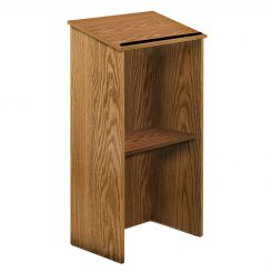 Medium Oak Wood Floor Standing Lectern with One Shelf