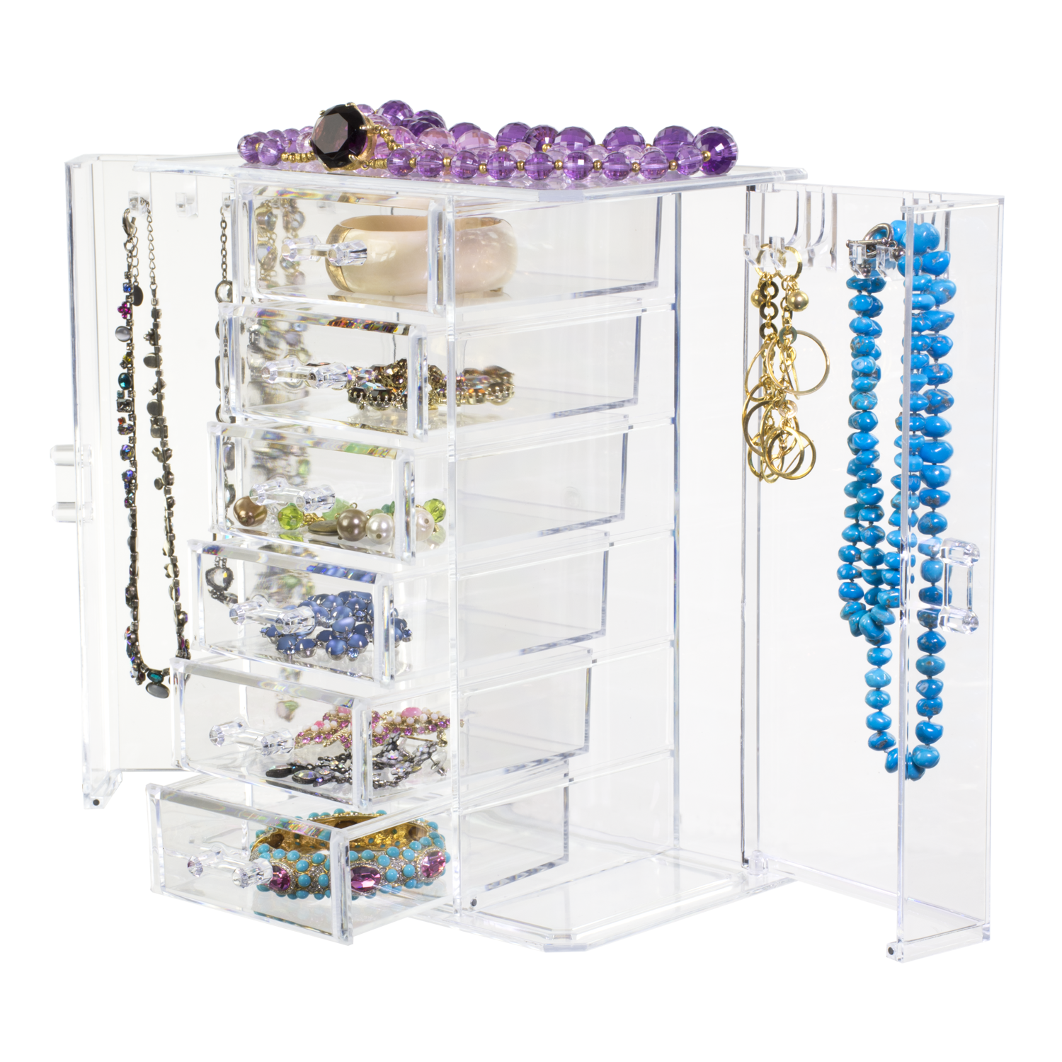 Deluxe Jewelry Organizer With Necklace Holder And 6 Drawers - Buy 