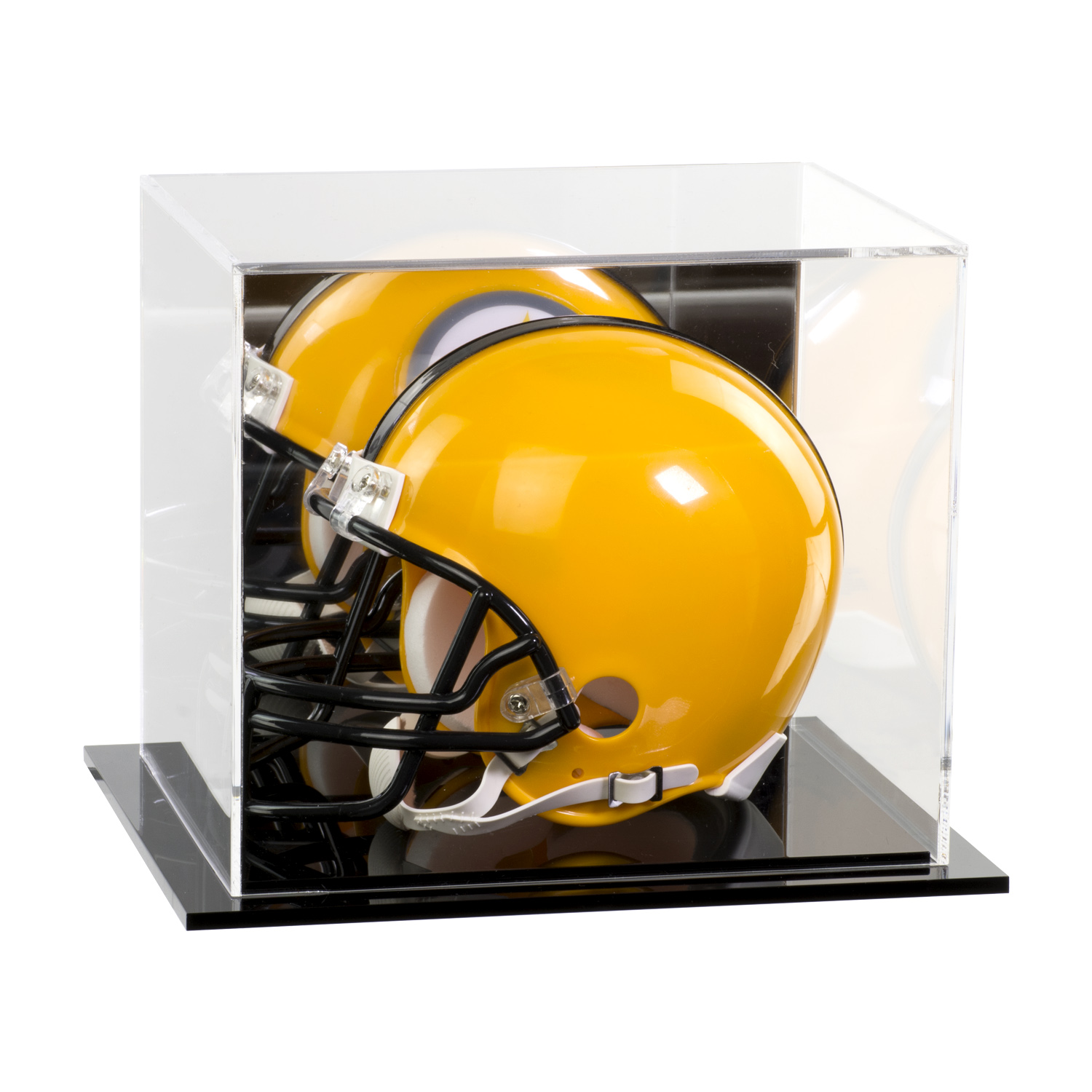 Clear Acrylic Full-Size Football and Helmet Display Case Black Risers / Black Base