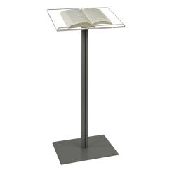 Clear Acrylic Floor Podium with Silver Aluminum Pole and Base
