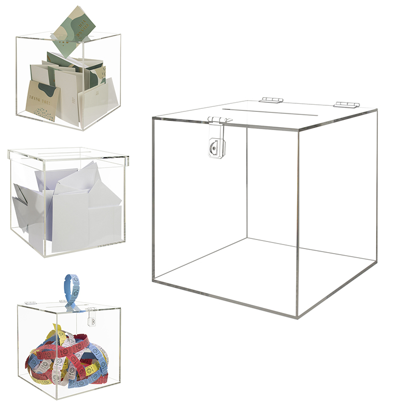 Clear plastic Tip box and donation box with lock