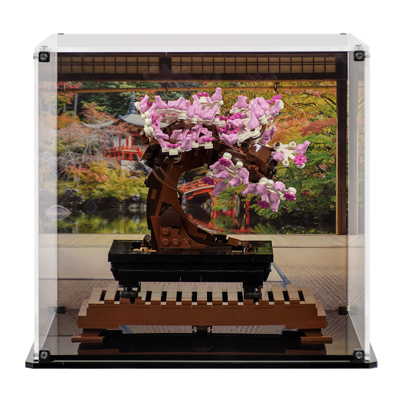 DK DISPLAYKING Acrylic Display case Compatible with Bonsai Tree  10281 (Model Set is not Included) (with Theme Background)(US Stock) : Toys  & Games