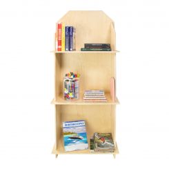 Wooden Medium Floor Standing 3 Shelf Display with Full Back and Sides, Collapsible - 24"W