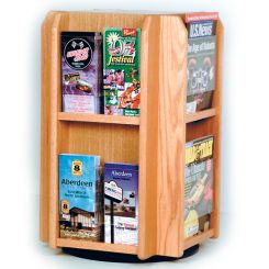 Light Oak 8 Magazine or 16 Brochure Wood Rotating Counter Top Display