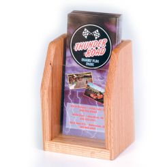 Light Oak Single Pocket Wood Brochure Holder with Acrylic Front