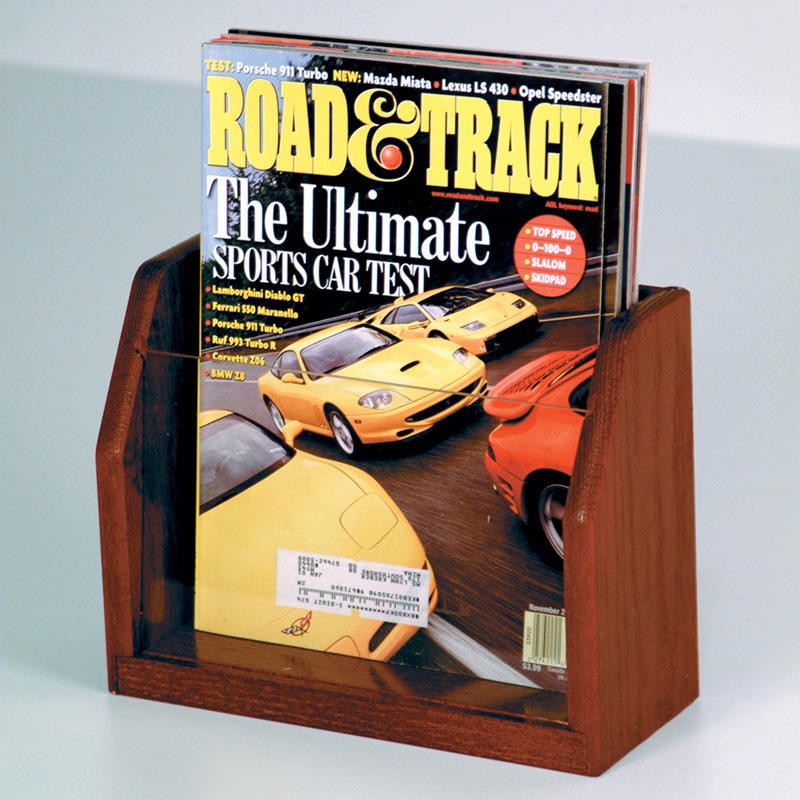 Mahogany Single Pocket Wood Magazine Holder with Acrylic Front ...