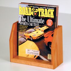 Medium Oak Single Pocket Wood Magazine Holder with Acrylic Front