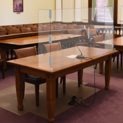 Court Counsel Table Set of 2 Clear L Shape Barrier Shields - 29.5